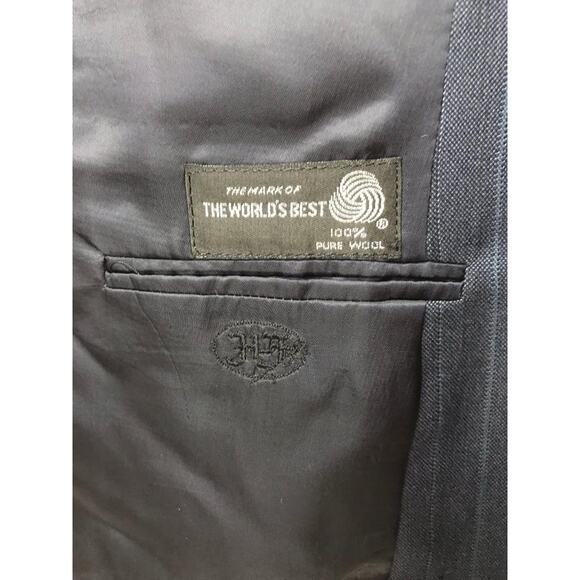 Hickey-Freeman Men's Suit Jacket Wool Size 44 Long Blue 2 Button Vented - Picture 10 of 11